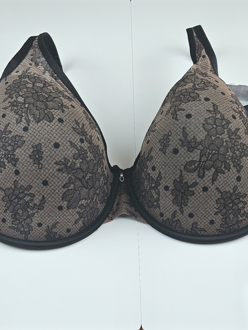 Curvy Couture 42G Lace T-Shirt Bra NWT Nude Black Full Coverage Underwire